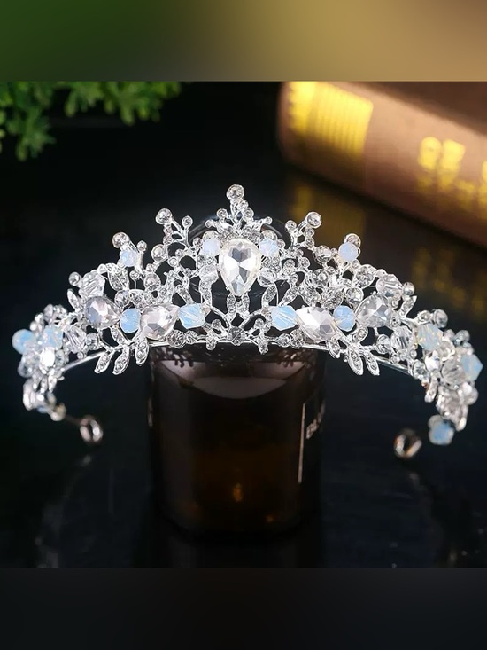 Crystal Accent Silver Bridal Tiara - Elegant Rhinestone Headpiece